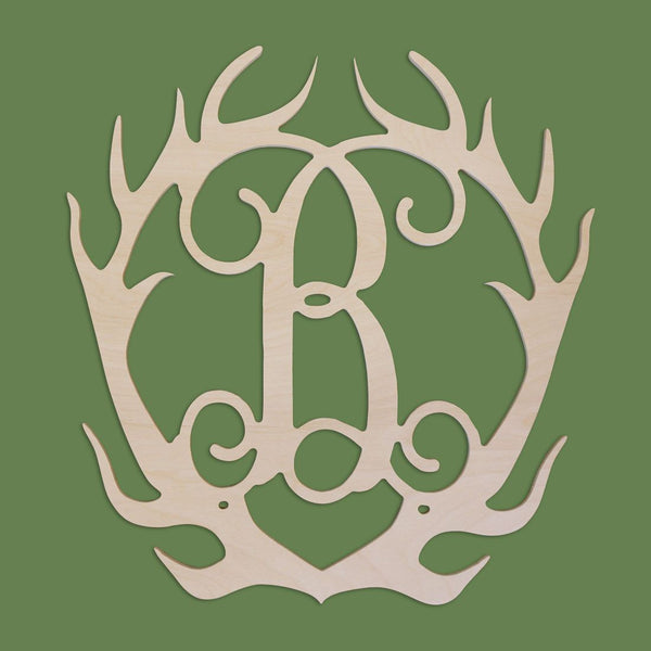 Antlers Wood Monogram ~ 17 x 18