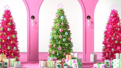 Pink artificial holiday trees