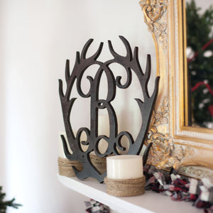 Personalized Antlers Wood Monogram ~ 17 x 18