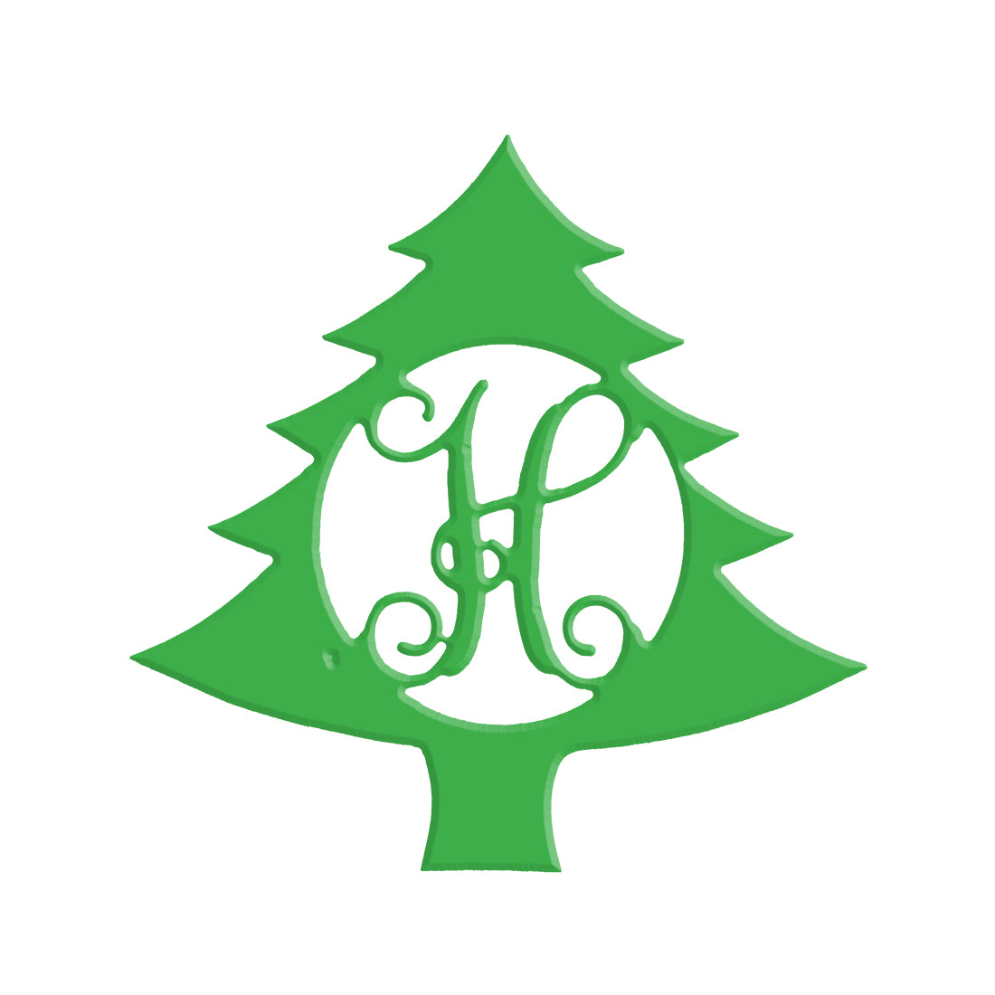 Christmas Tree Wood Monogram ~ 18 x 18