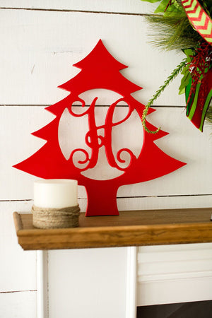 Christmas Tree Wood Monogram ~ 18 x 18