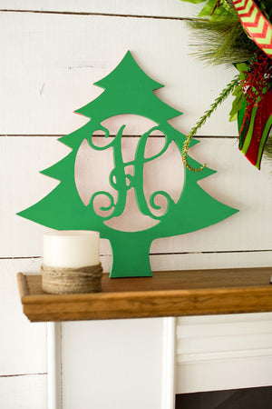Christmas Tree Wood Monogram ~ 18 x 18
