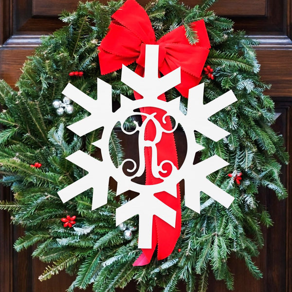 Snowflake Wood Monogram ~ 18 x 18