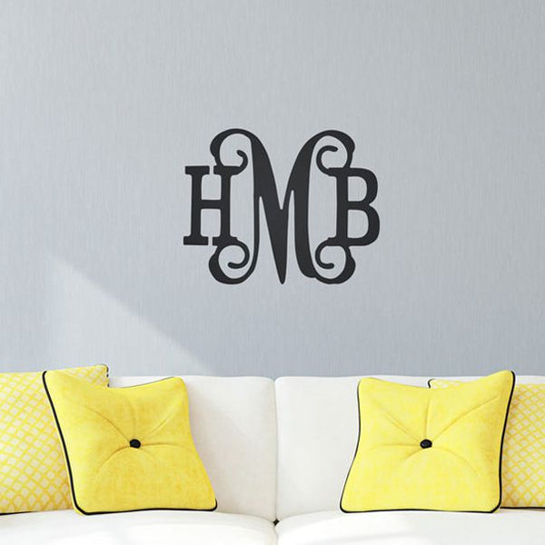 Three Initials Classic Vine Monogram ~ 14" high