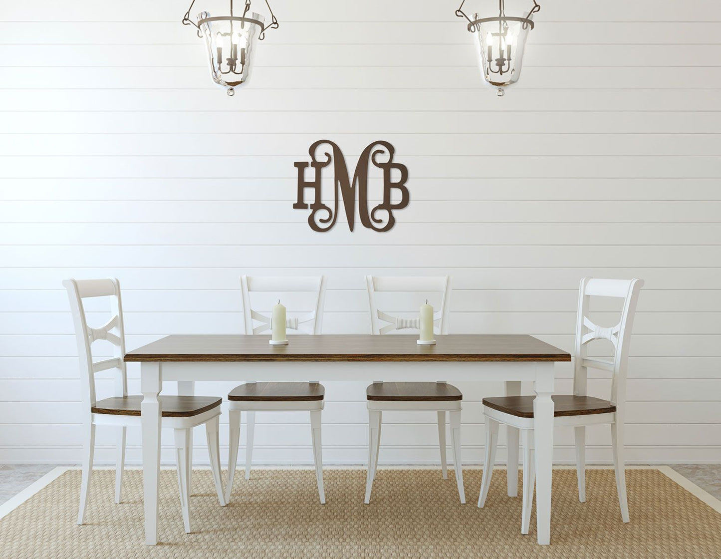 Three Initials Classic Vine Monogram ~ 18" high