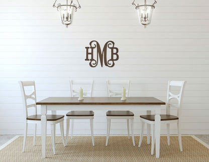 Three Initials Classic Vine Monogram ~ 18" high
