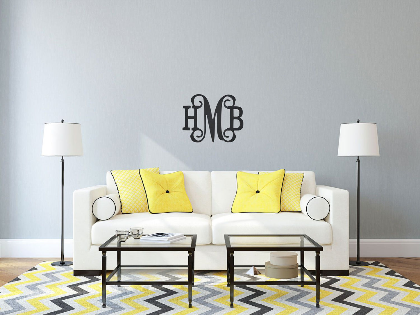 Three Initials Classic Vine Monogram ~ 18" high