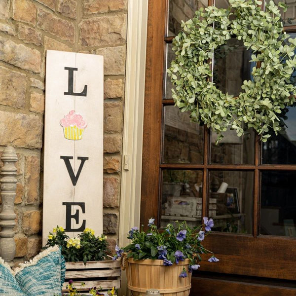Multi-Season LOVE Porch Sign with Interchangeable Shapes ready-to-paint project kit - 11 x 36