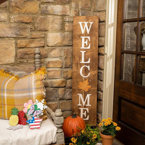 Multi-Season WELCOME Porch Sign with Interchangeable Shapes ready-to-paint project kit